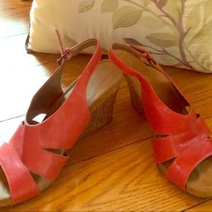 Platform leather wedge sandals by Aerosoles.